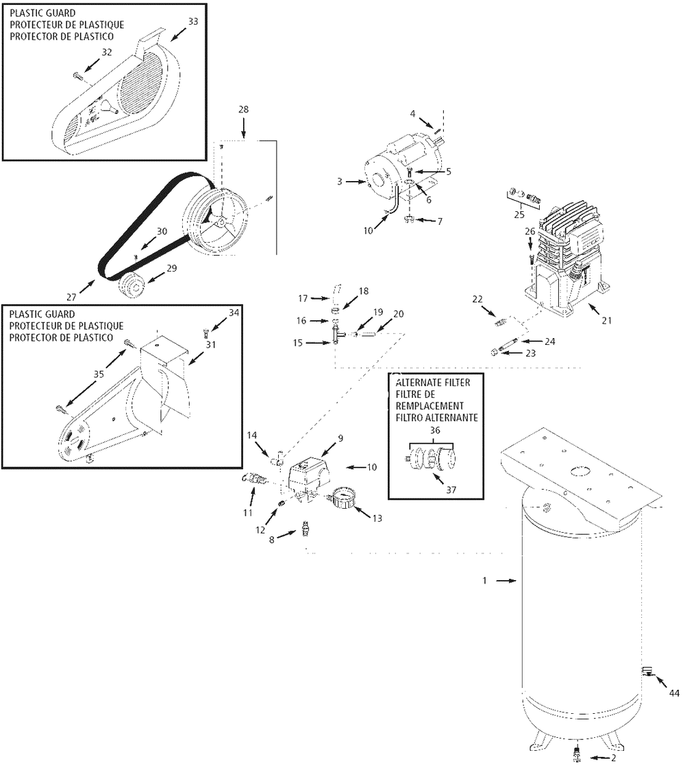 Air-Compressor Parts Diagram and Parts List for VT635500  Campbell Hausfeld Compressor
